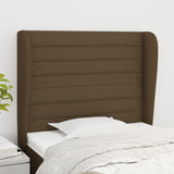 Tête de lit avec oreilles Marron foncé 83x23x118/128 cm Tissu