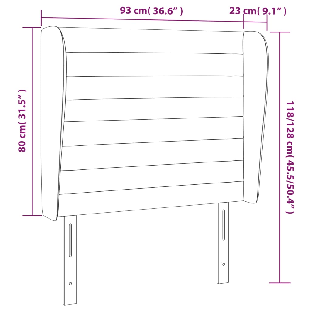 Tête de lit avec oreilles Gris foncé 93x23x118/128 cm Tissu