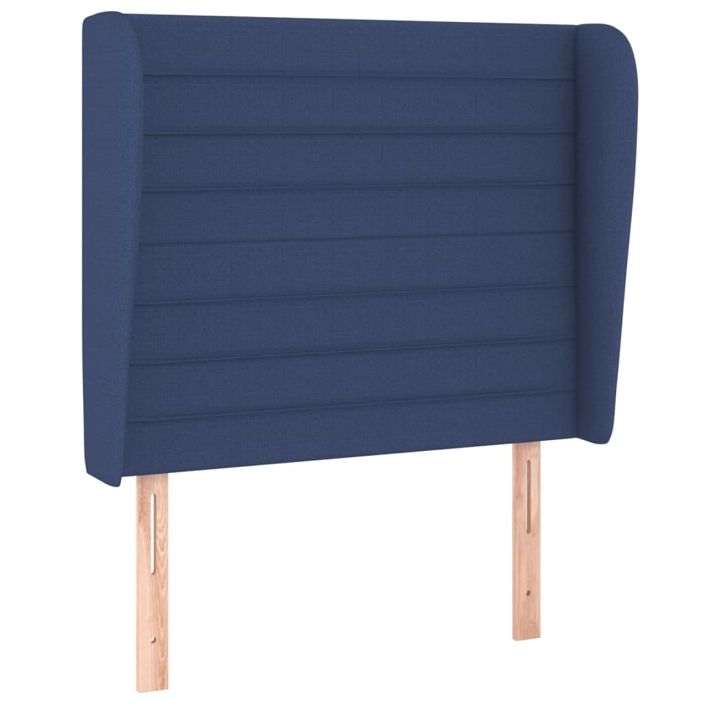 Tête de lit avec oreilles Bleu 93x23x118/128 cm Tissu