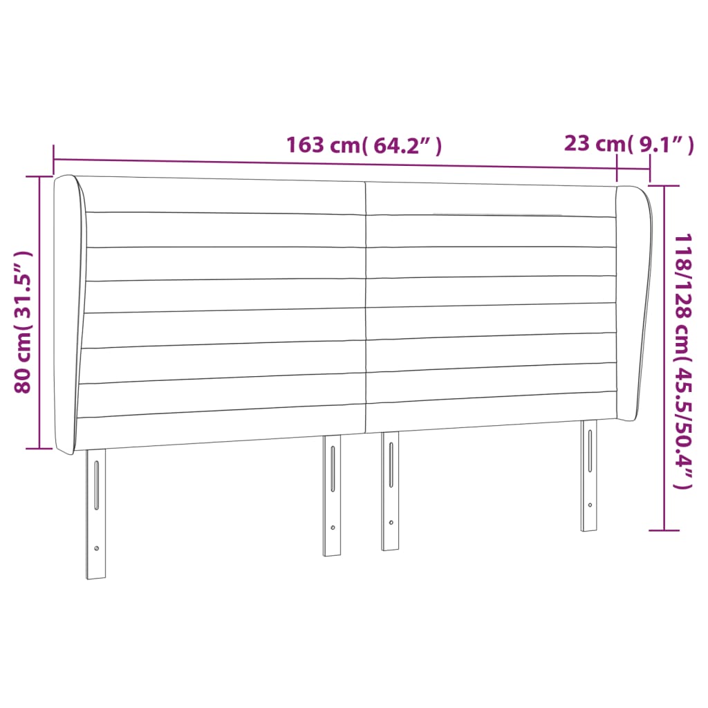 Tête de lit avec oreilles Crème 163x23x118/128 cm Tissu