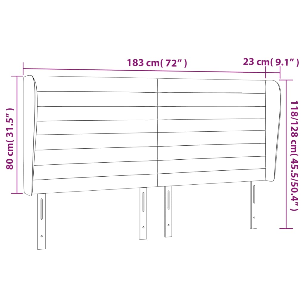 Tête de lit avec oreilles Crème 183x23x118/128 cm Tissu