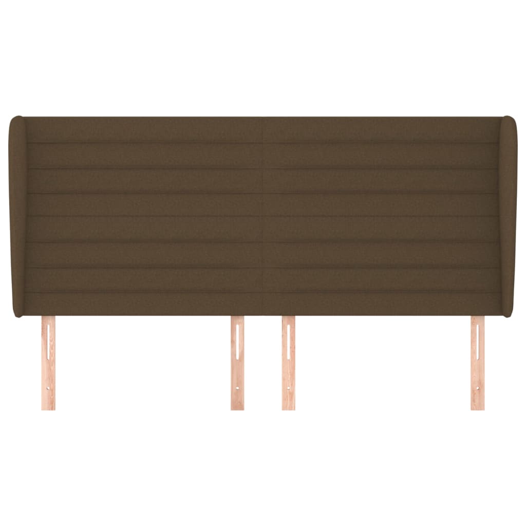 Tête de lit avec oreilles Marron foncé 203x23x118/128 cm Tissu