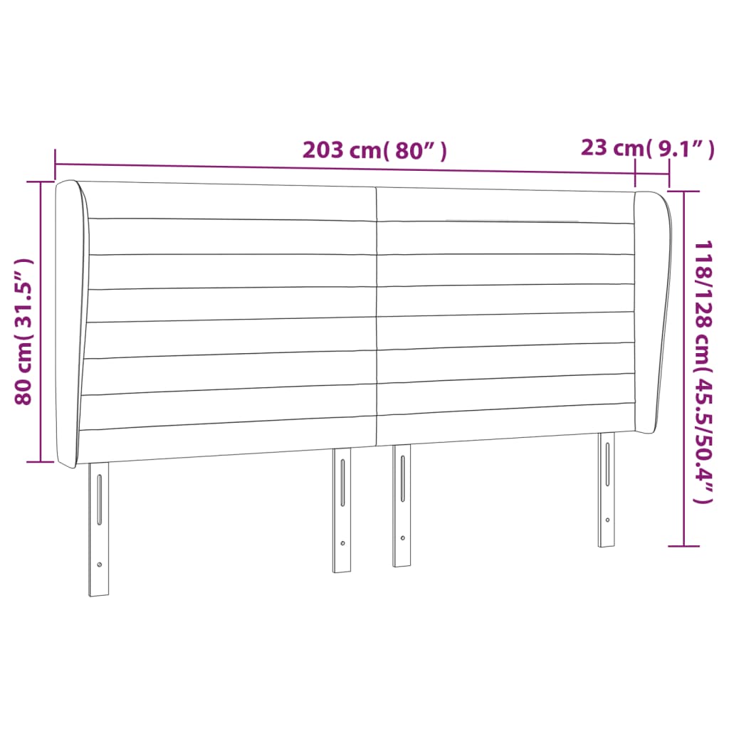 Tête de lit avec oreilles Crème 203x23x118/128 cm Tissu