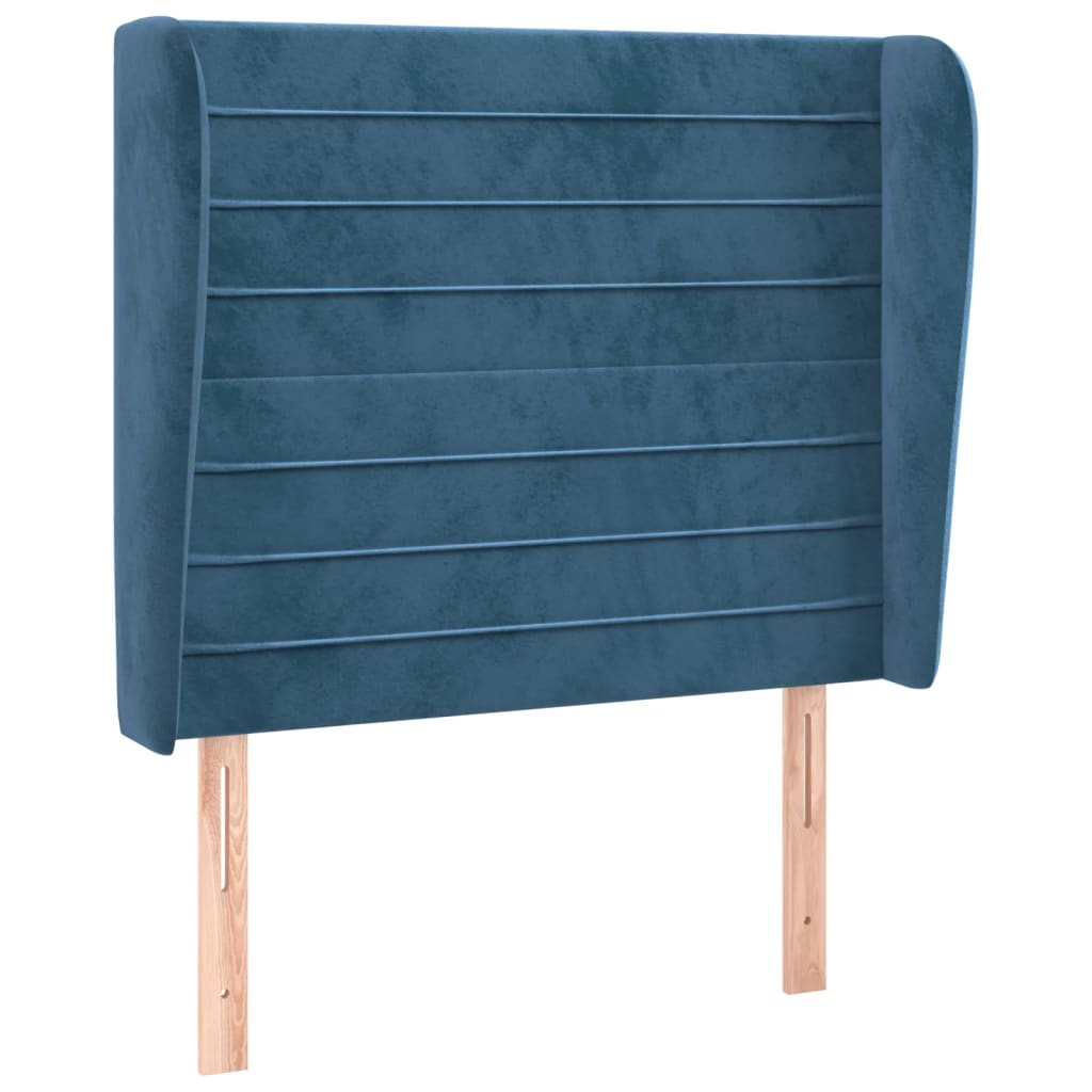 Tête de lit avec oreilles Bleu foncé 83x23x118/128 cm Velours