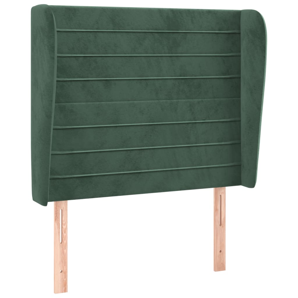 Tête de lit avec oreilles Vert foncé 93x23x118/128 cm Velours