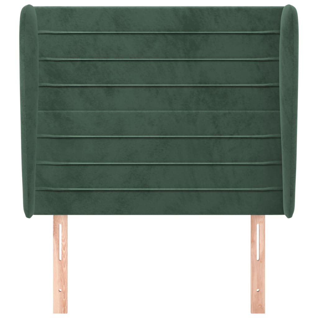 Tête de lit avec oreilles Vert foncé 93x23x118/128 cm Velours