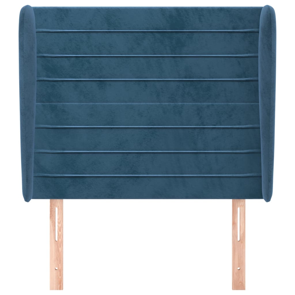 Tête de lit avec oreilles Bleu foncé 93x23x118/128 cm Velours