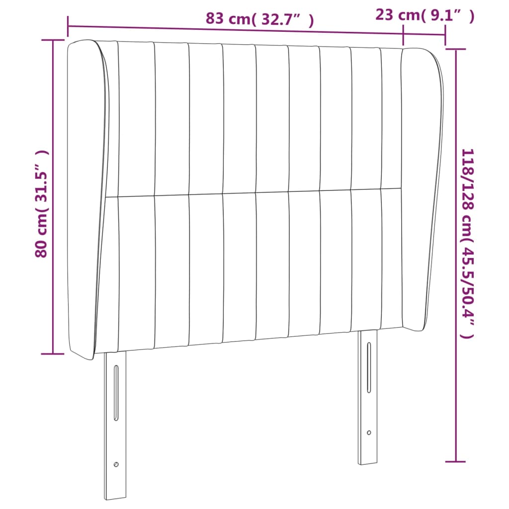 Tête de lit avec oreilles Marron foncé 83x23x118/128 cm Tissu