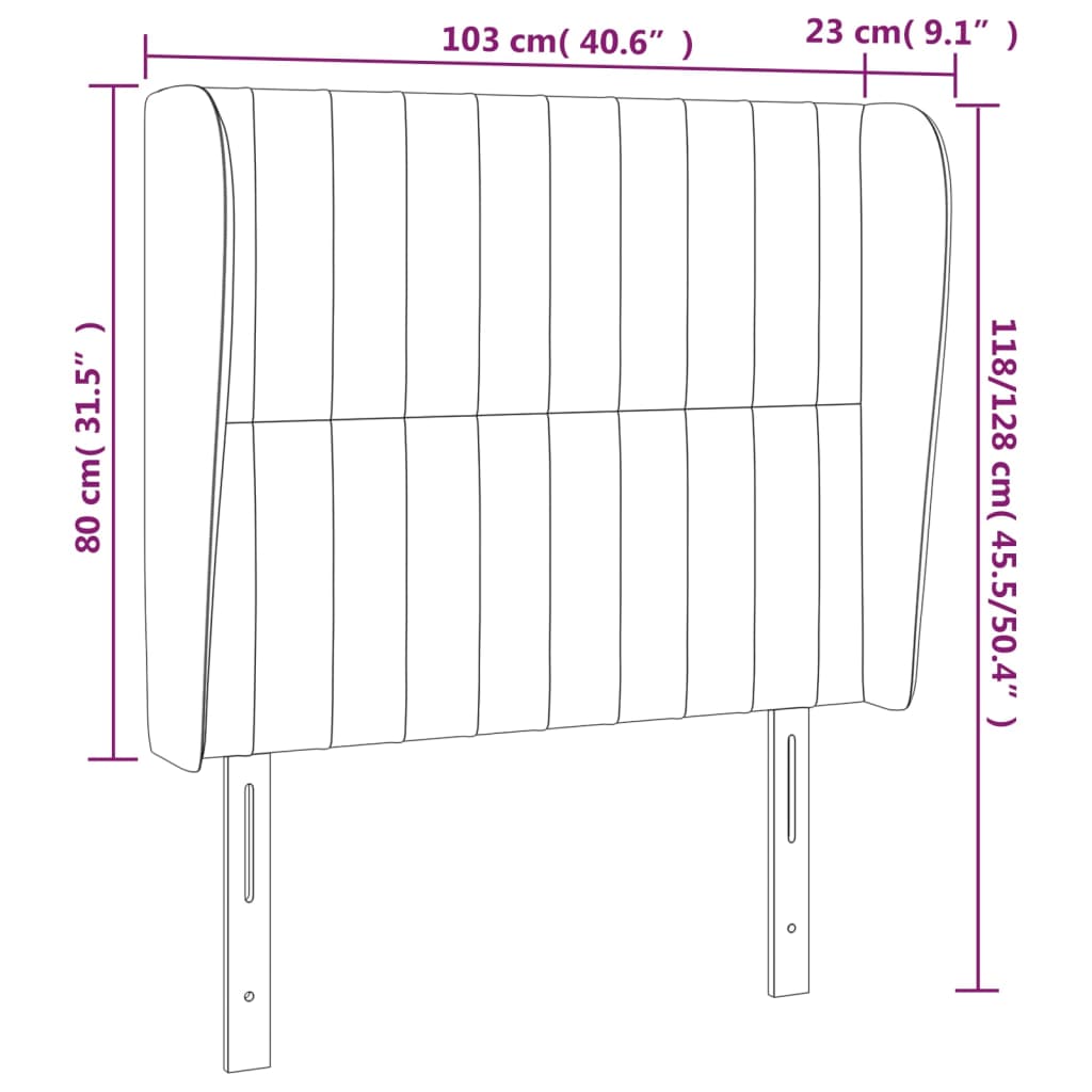 Tête de lit avec oreilles Noir 103x23x118/128 cm Tissu