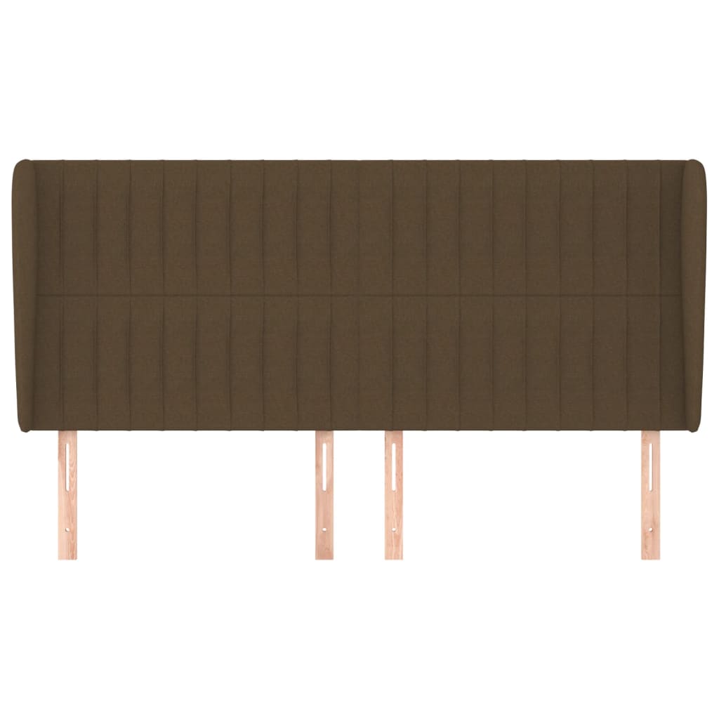 Tête de lit avec oreilles Marron foncé 163x23x118/128 cm Tissu