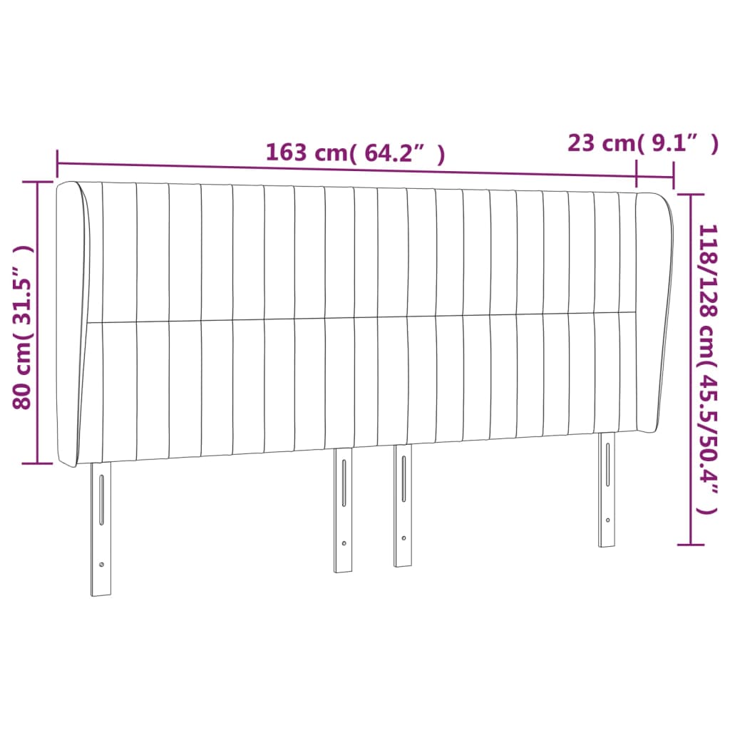 Tête de lit avec oreilles Crème 163x23x118/128 cm Tissu