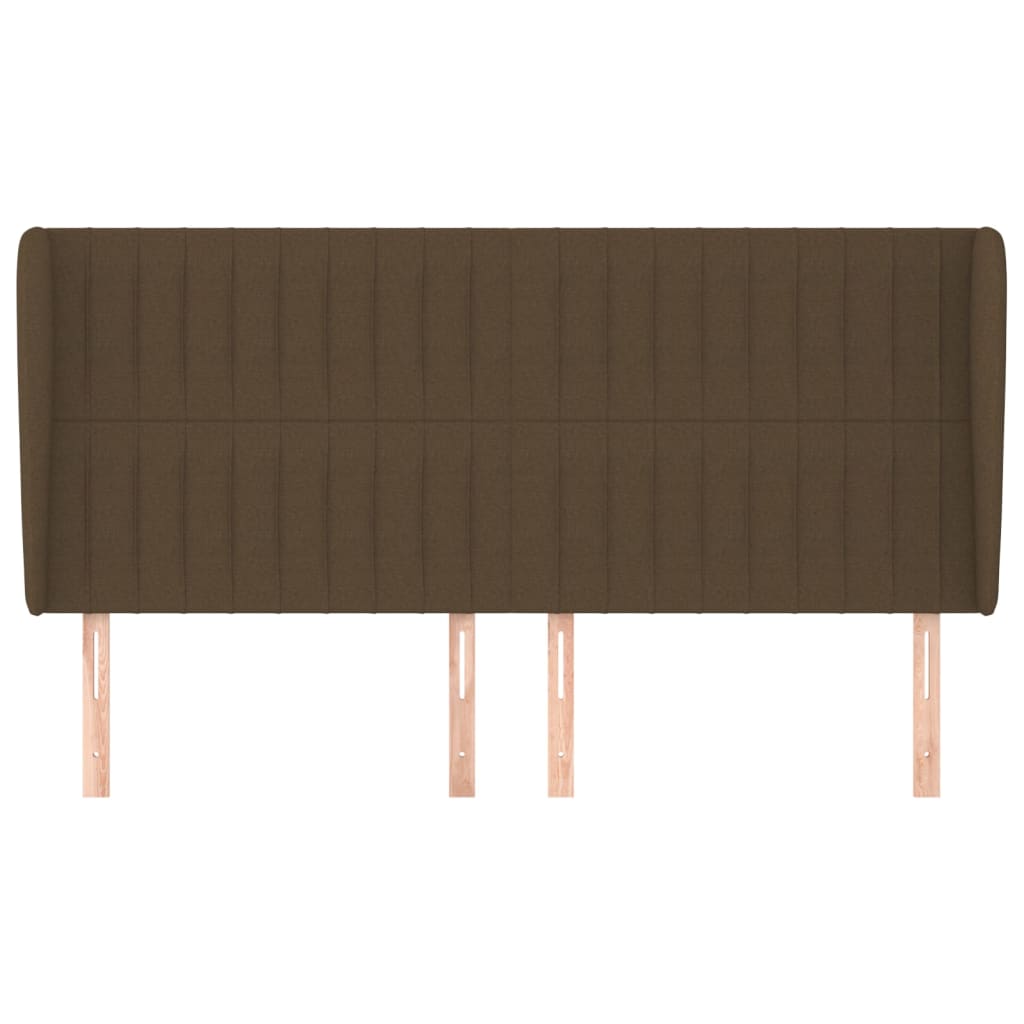 Tête de lit avec oreilles Marron foncé 183x23x118/128 cm Tissu