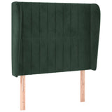 Tête de lit avec oreilles Vert foncé 93x23x118/128 cm Velours