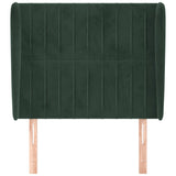 Tête de lit avec oreilles Vert foncé 93x23x118/128 cm Velours