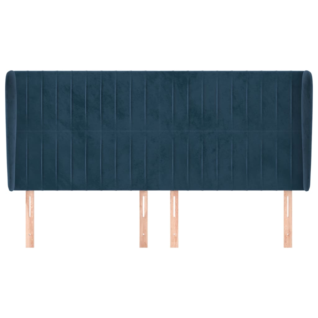 Tête de lit avec oreilles Bleu foncé 163x23x118/128 cm Velours