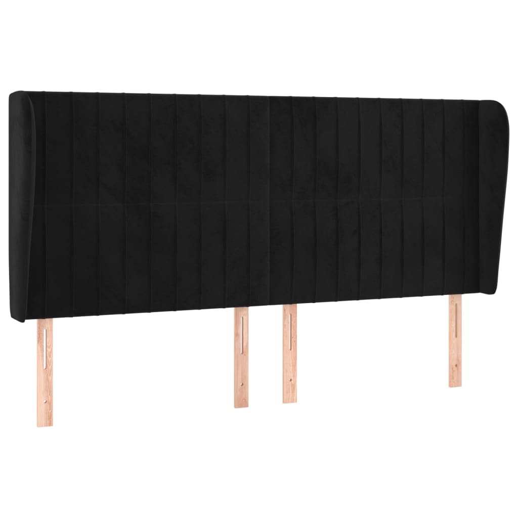 Tête de lit avec oreilles Noir 183x23x118/128 cm Velours