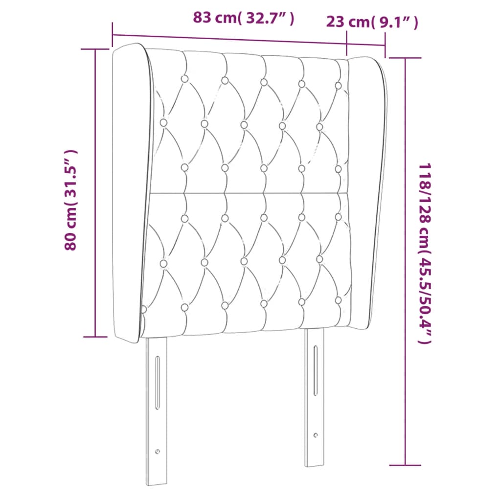 Tête de lit avec oreilles Gris clair 83x23x118/128 cm Tissu