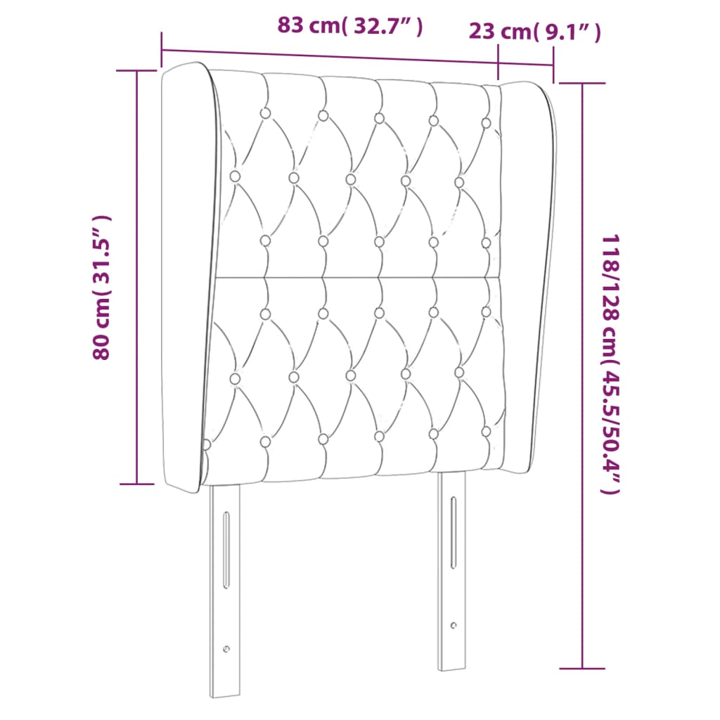 Tête de lit avec oreilles Gris foncé 83x23x118/128 cm Tissu