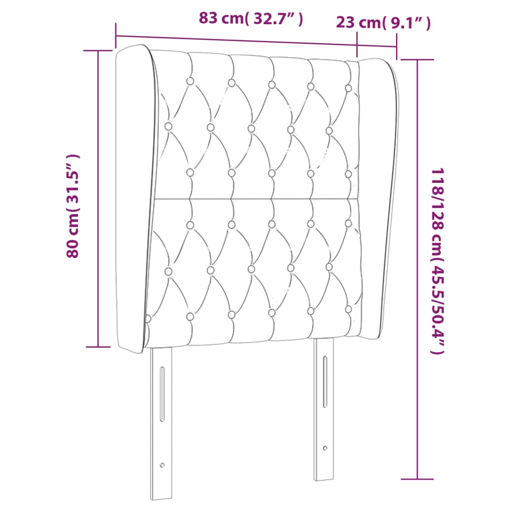 Tête de lit avec oreilles Bleu 83x23x118/128 cm Tissu