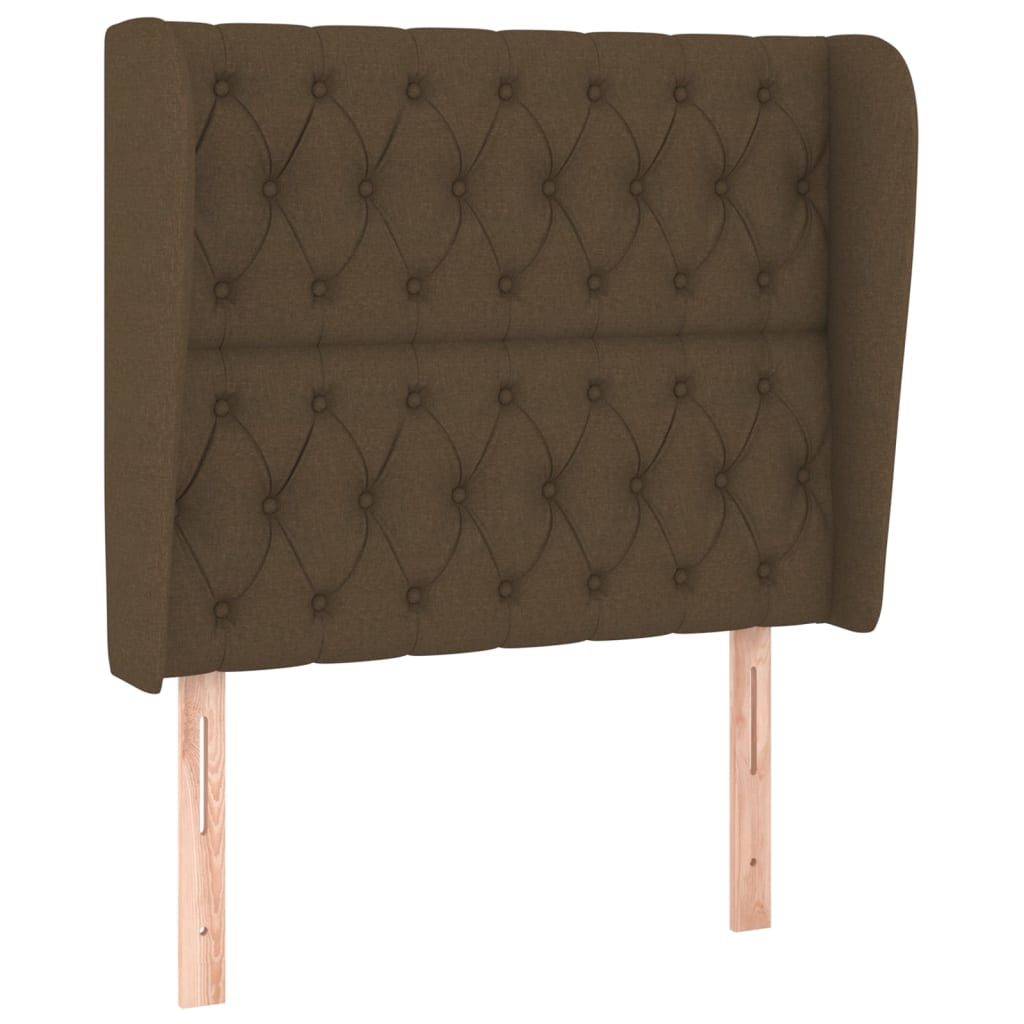 Tête de lit avec oreilles Marron foncé 93x23x118/128 cm Tissu