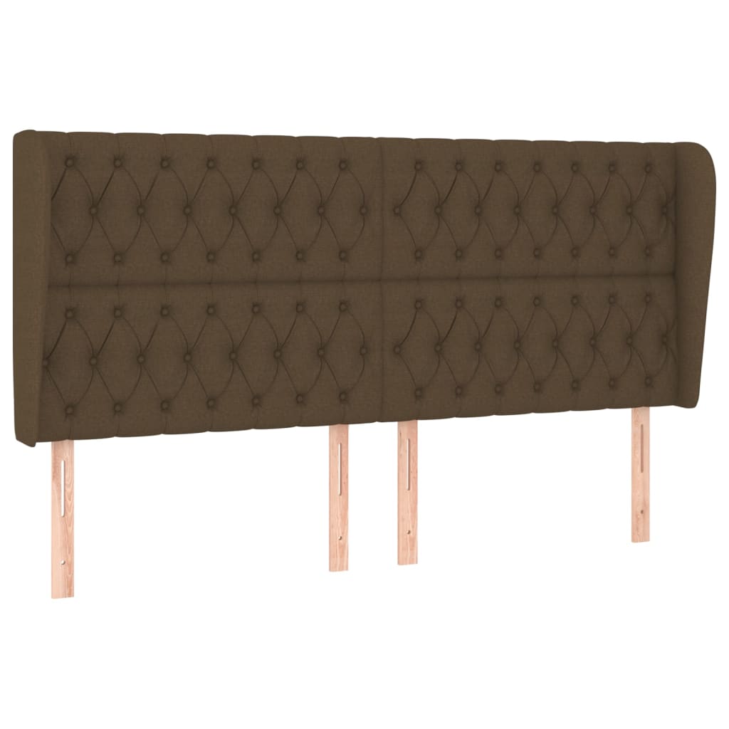 Tête de lit avec oreilles Marron foncé 183x23x118/128 cm Tissu