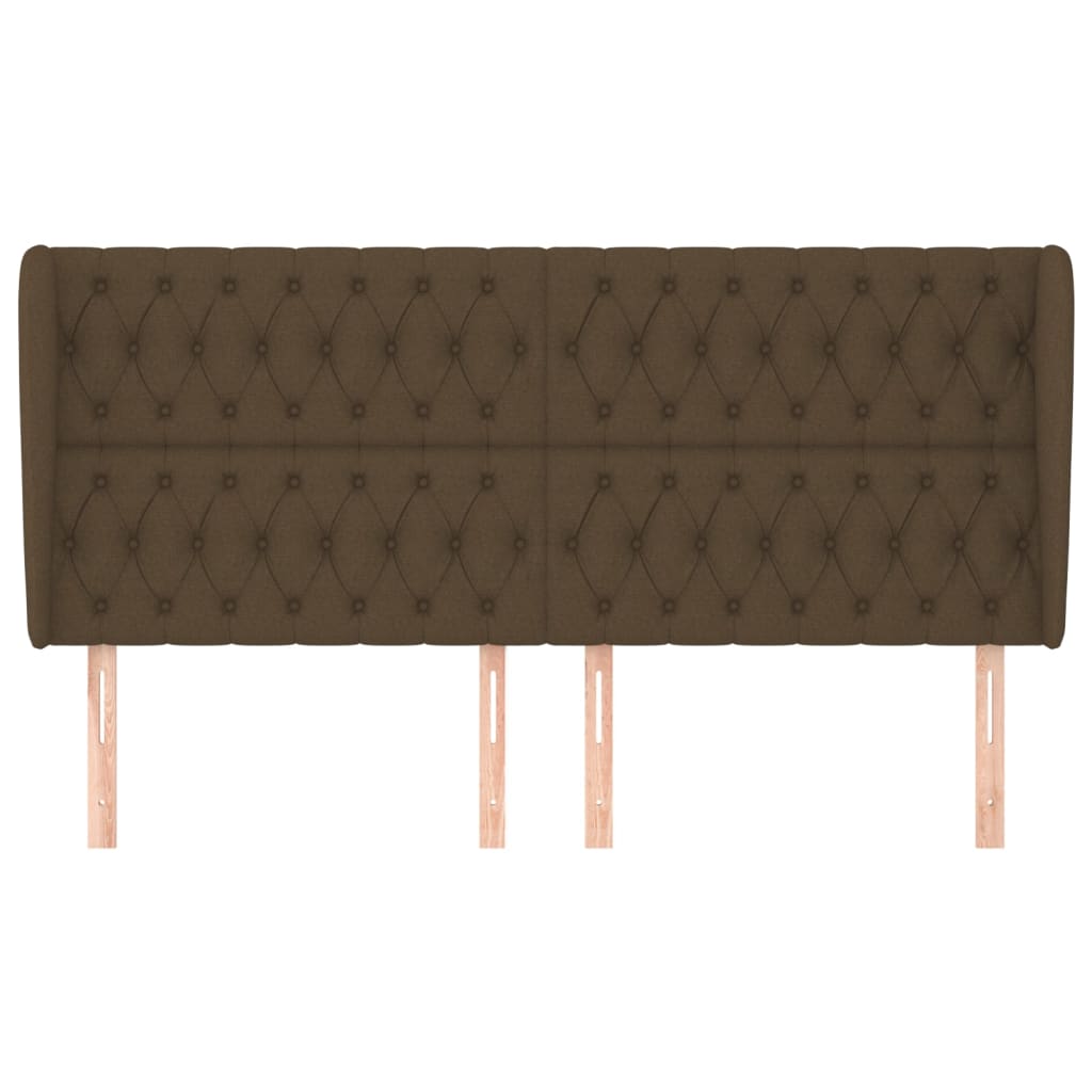 Tête de lit avec oreilles Marron foncé 183x23x118/128 cm Tissu