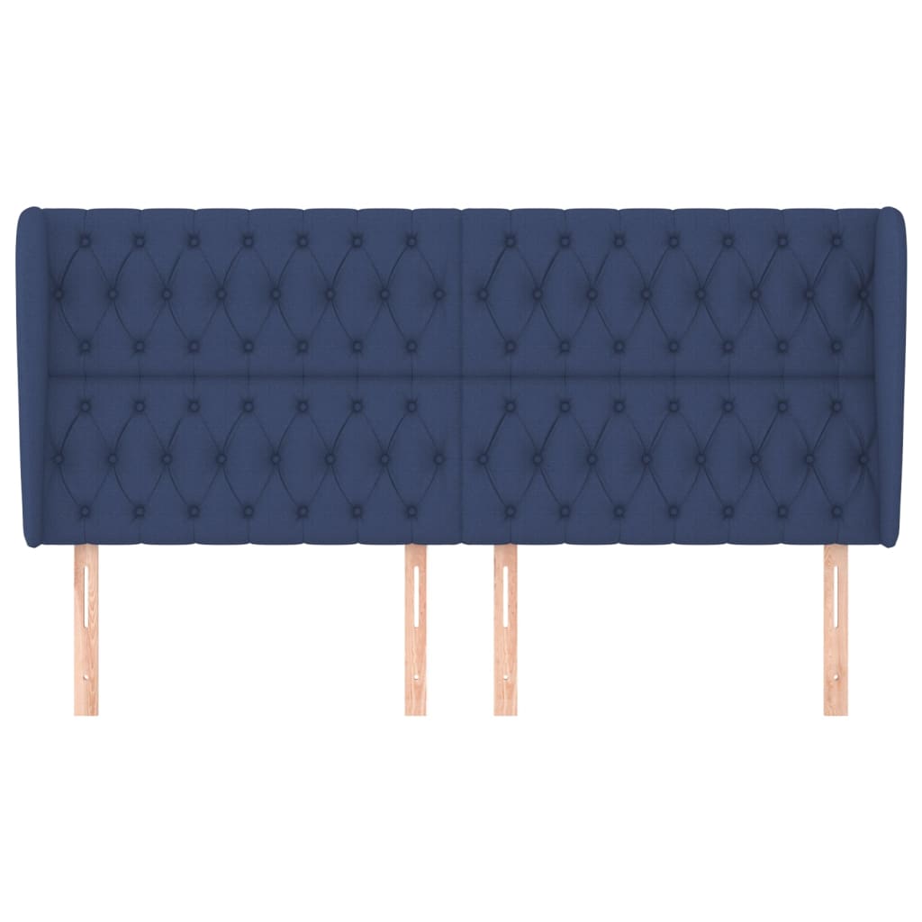 Tête de lit avec oreilles Bleu 203x23x118/128 cm Tissu