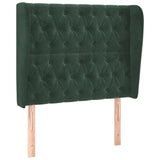 Tête de lit avec oreilles Vert foncé 93x23x118/128 cm Velours