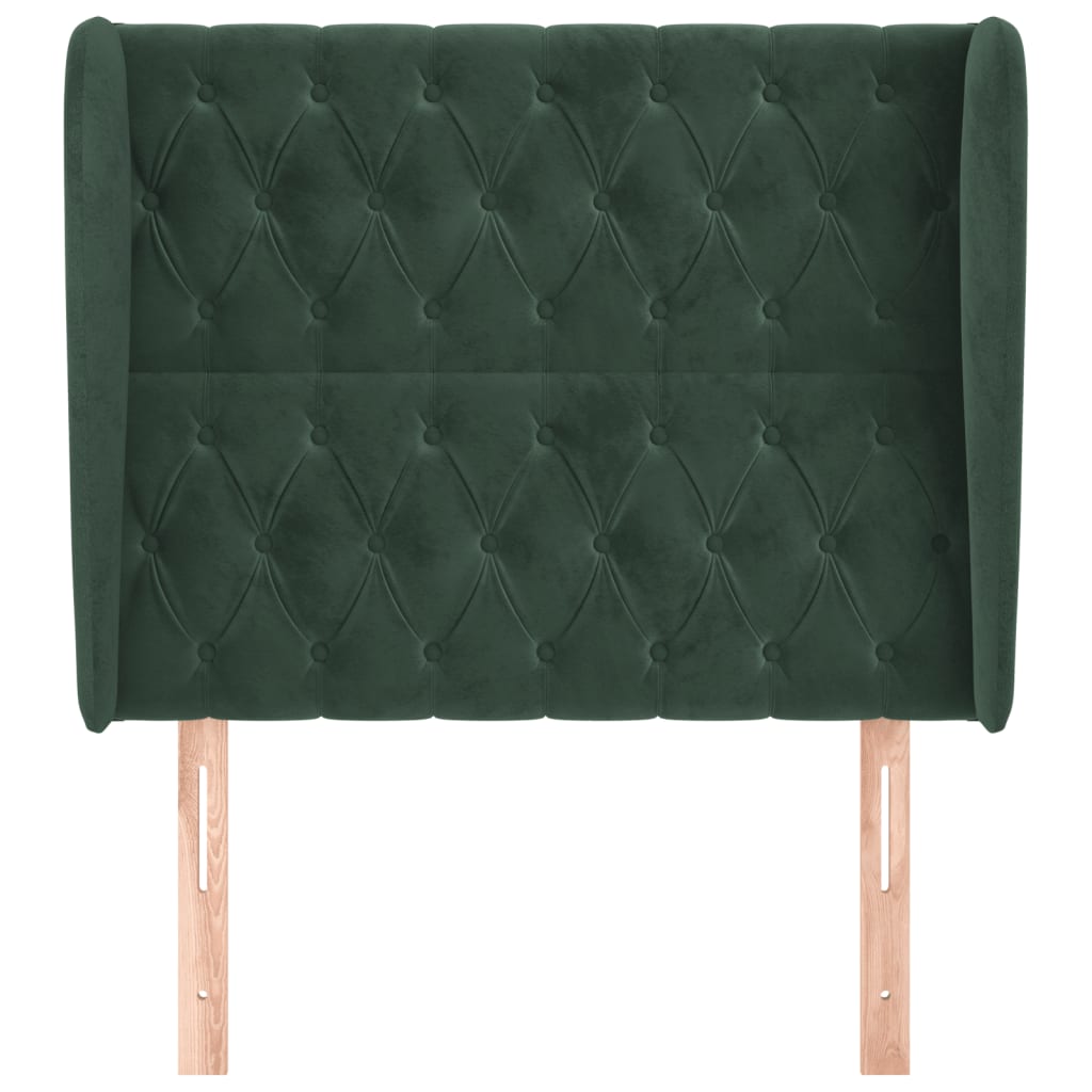 Tête de lit avec oreilles Vert foncé 93x23x118/128 cm Velours