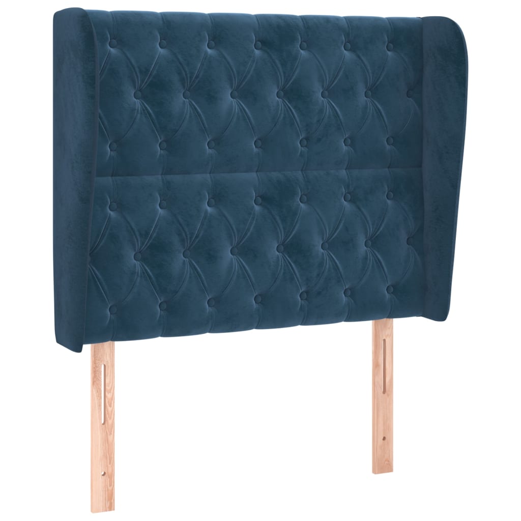 Tête de lit avec oreilles Bleu foncé 93x23x118/128 cm Velours