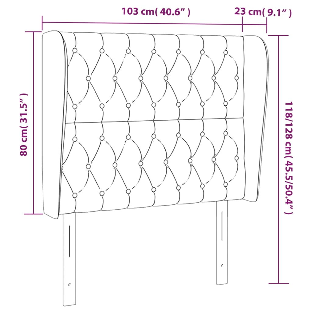 Tête de lit avec oreilles Gris clair 103x23x118/128 cm Velours