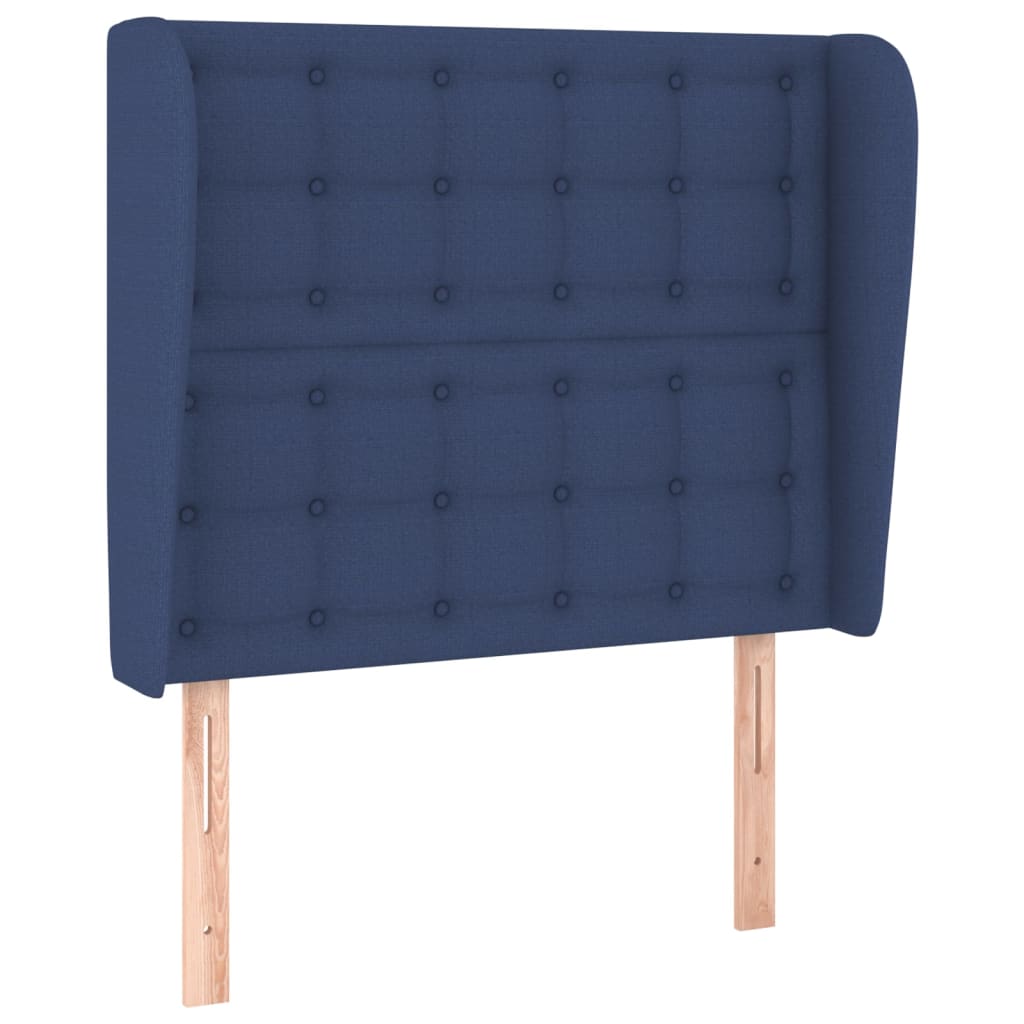 Tête de lit avec oreilles Bleu 83x23x118/128 cm Tissu