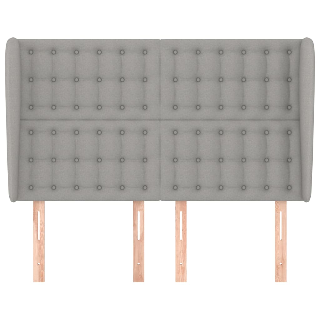 Tête de lit avec oreilles Gris clair 147x23x118/128 cm Tissu