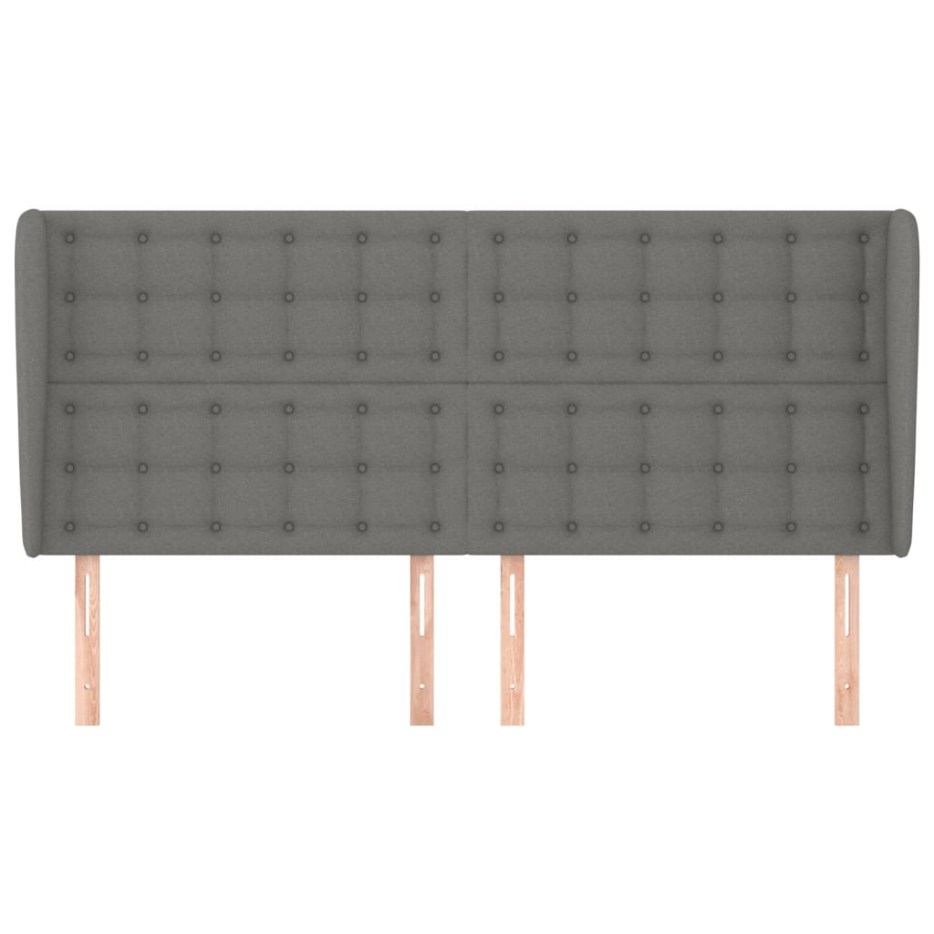 Tête de lit avec oreilles Gris foncé 163x23x118/128 cm Tissu