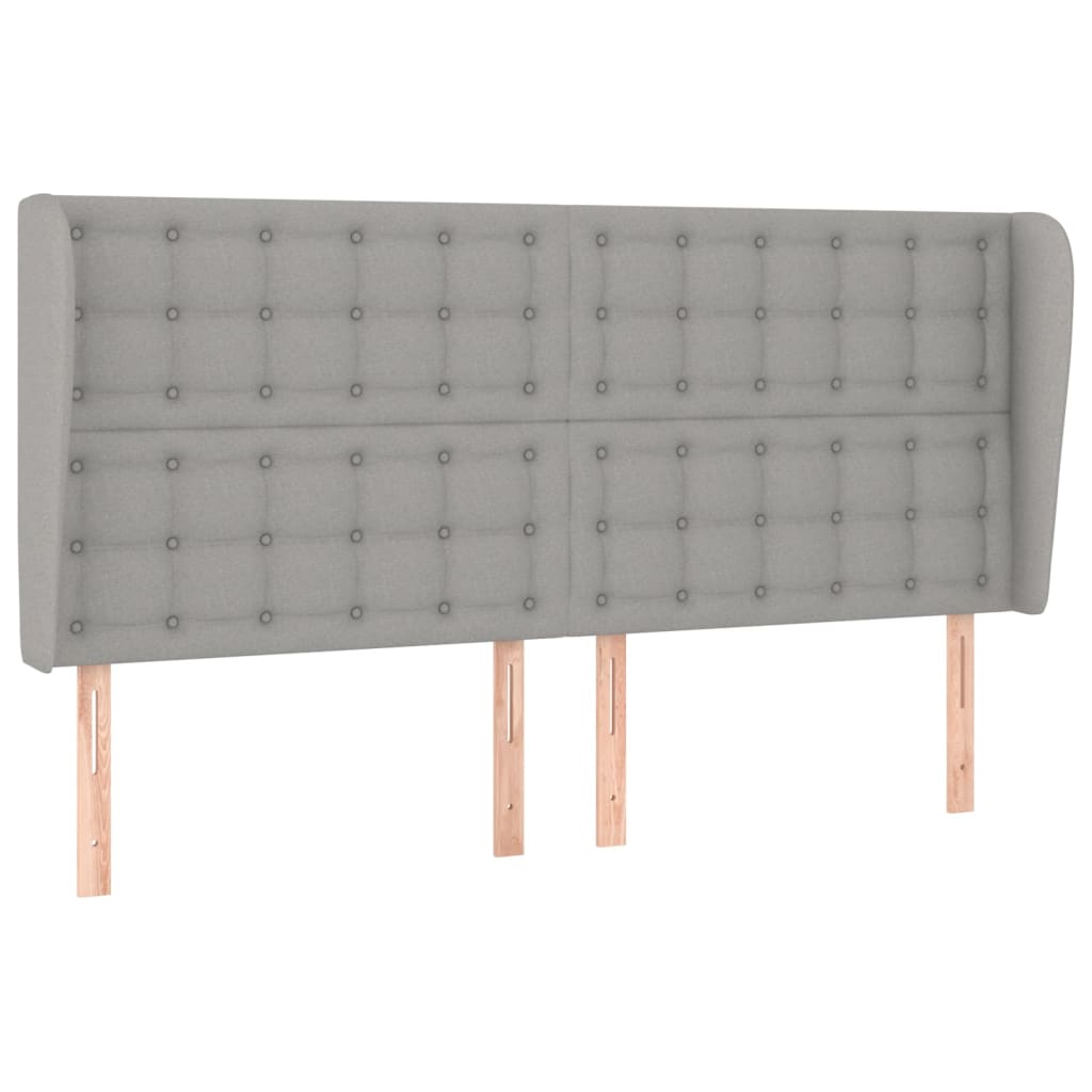 Tête de lit avec oreilles Gris clair 183x23x118/128 cm Tissu