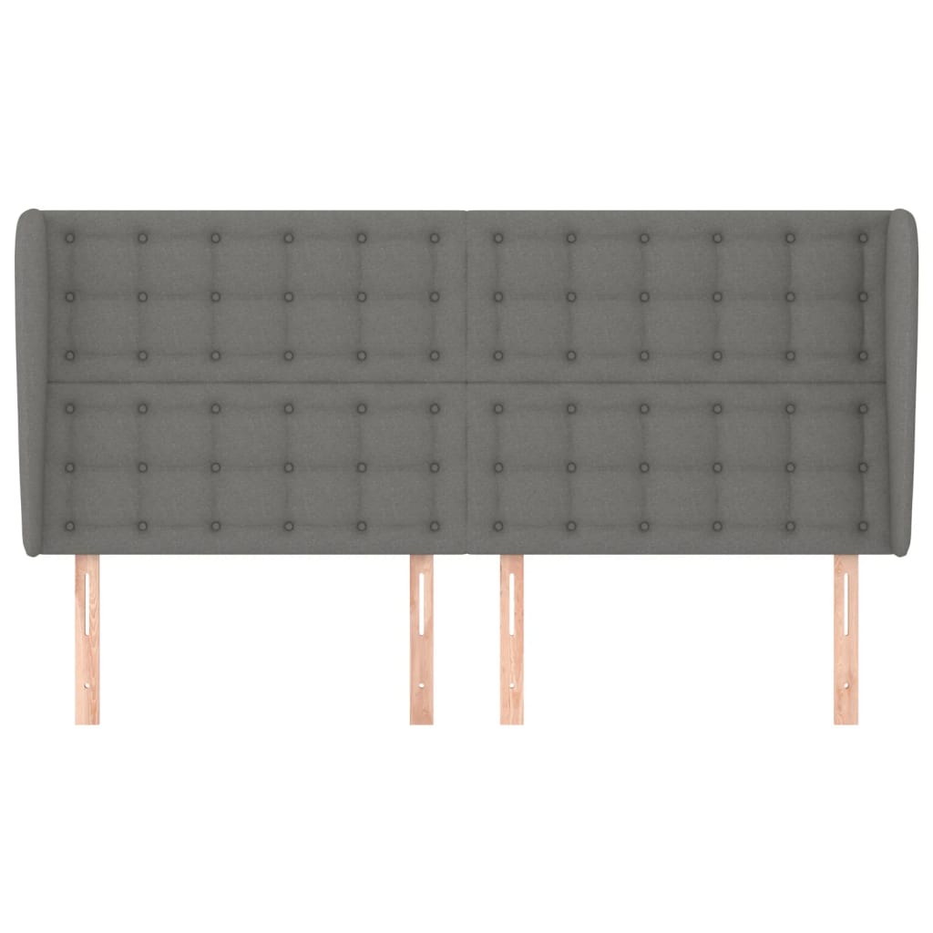 Tête de lit avec oreilles Gris foncé 183x23x118/128 cm Tissu