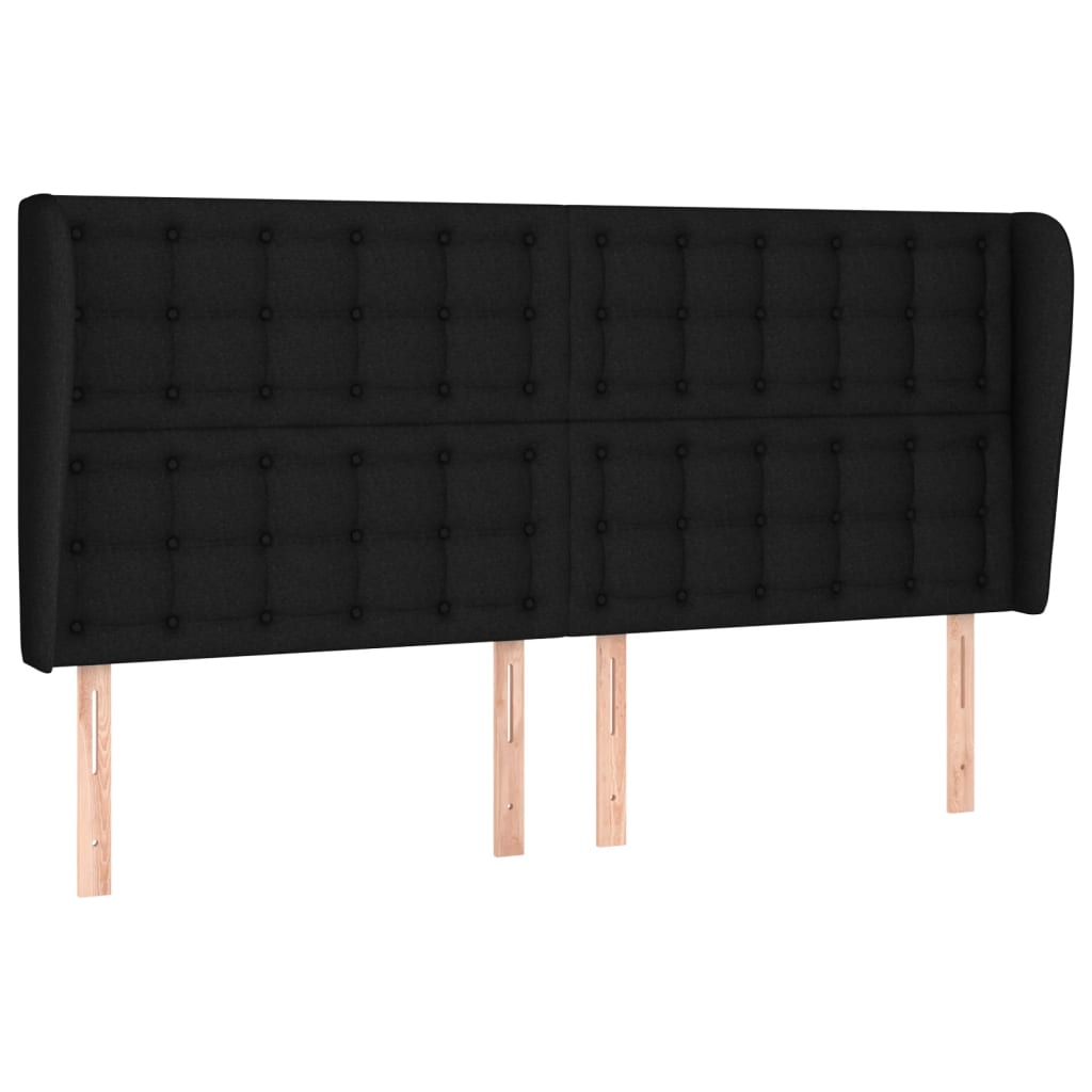 Tête de lit avec oreilles Noir 183x23x118/128 cm Tissu