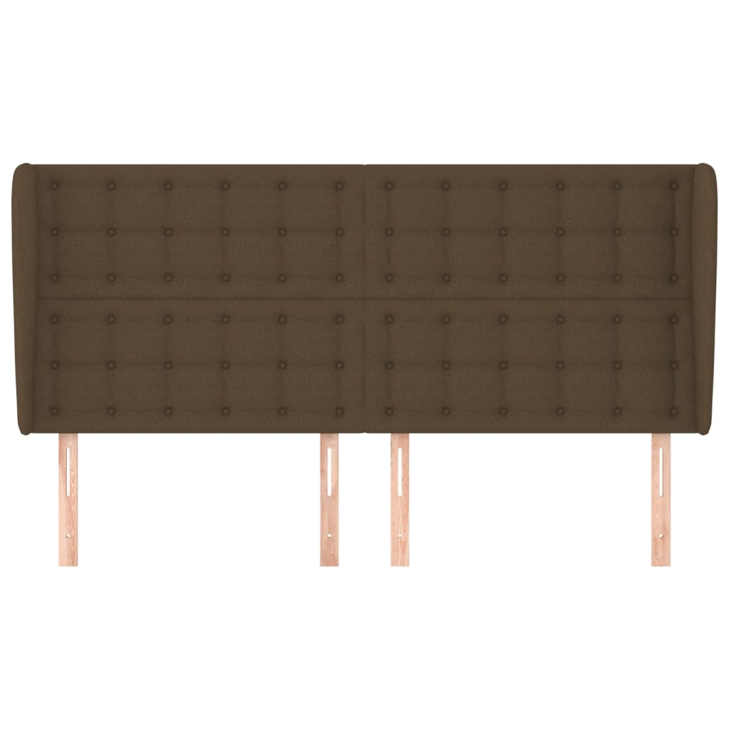 Tête de lit avec oreilles Marron foncé 183x23x118/128 cm Tissu