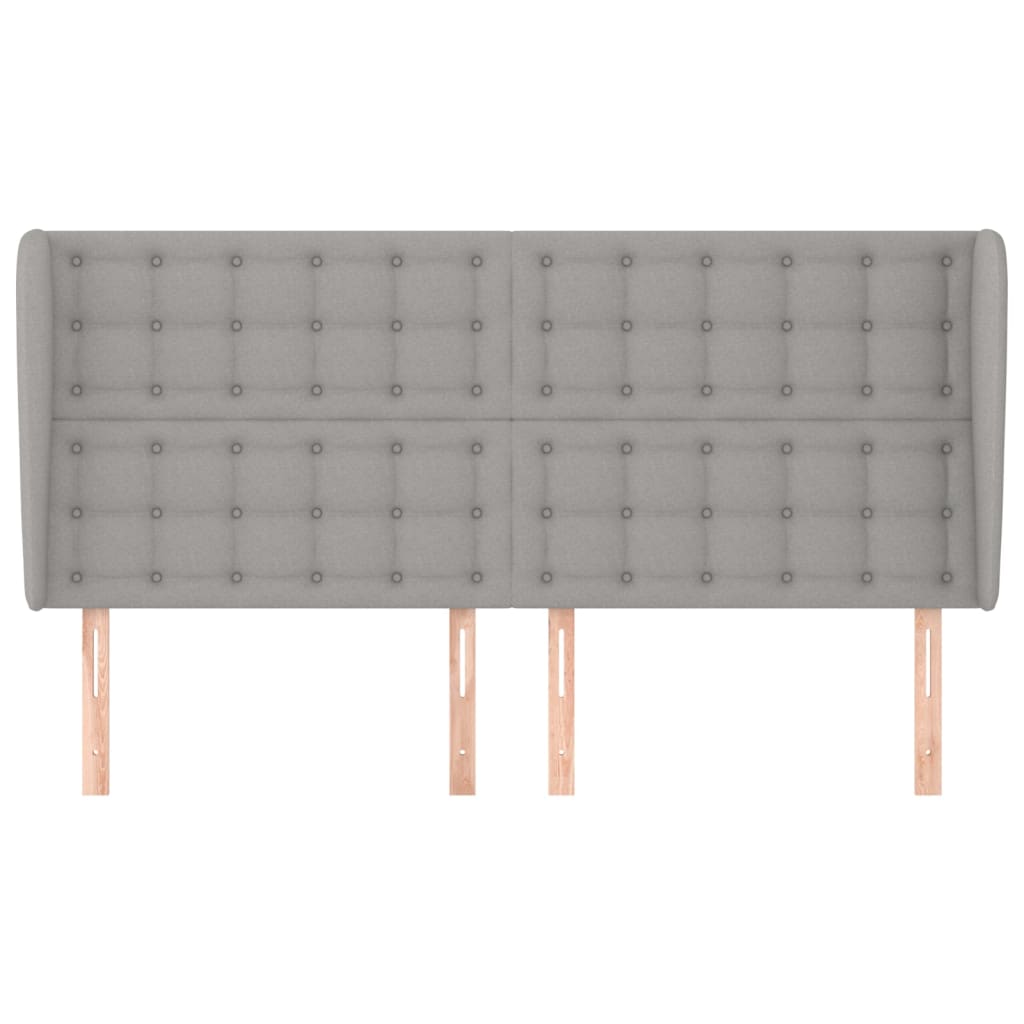 Tête de lit avec oreilles Gris clair 203x23x118/128 cm Tissu