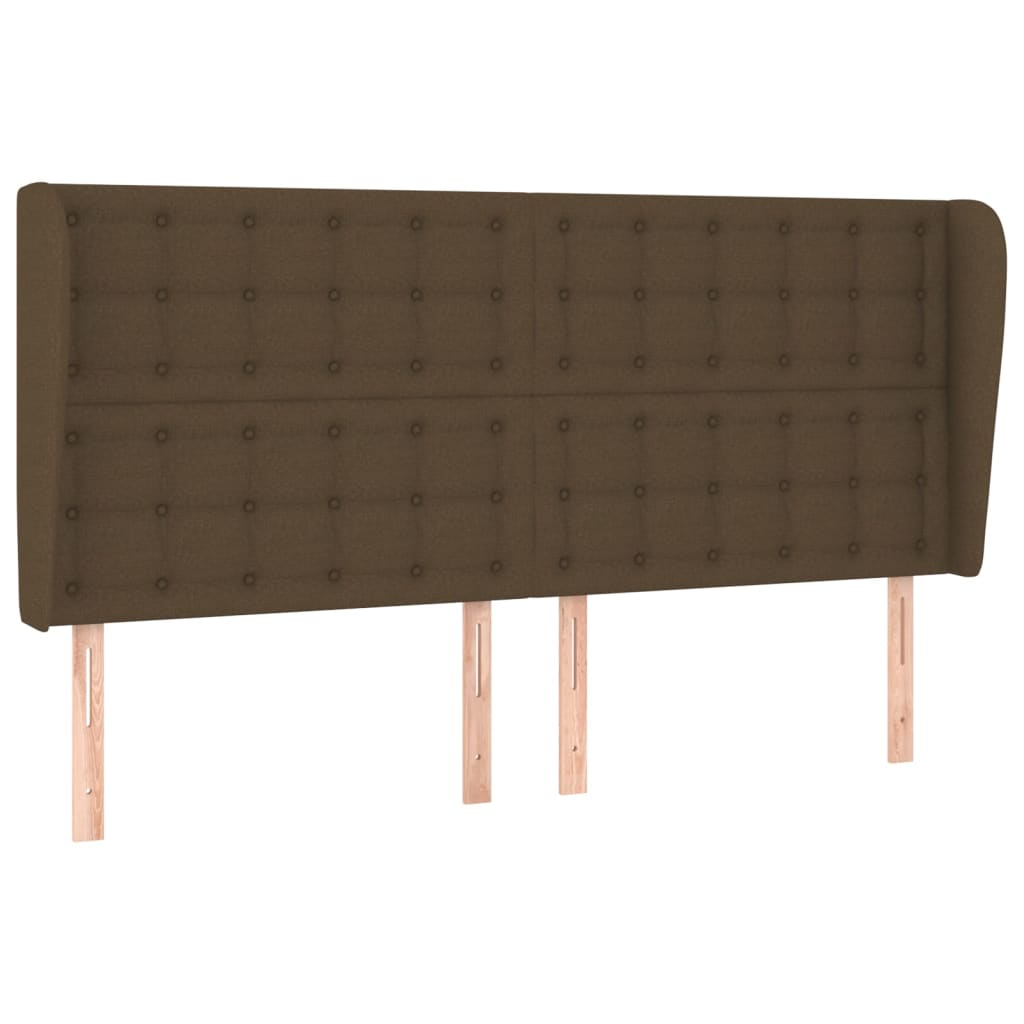 Tête de lit avec oreilles Marron foncé 203x23x118/128 cm Tissu