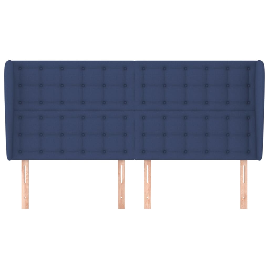 Tête de lit avec oreilles Bleu 203x23x118/128 cm Tissu