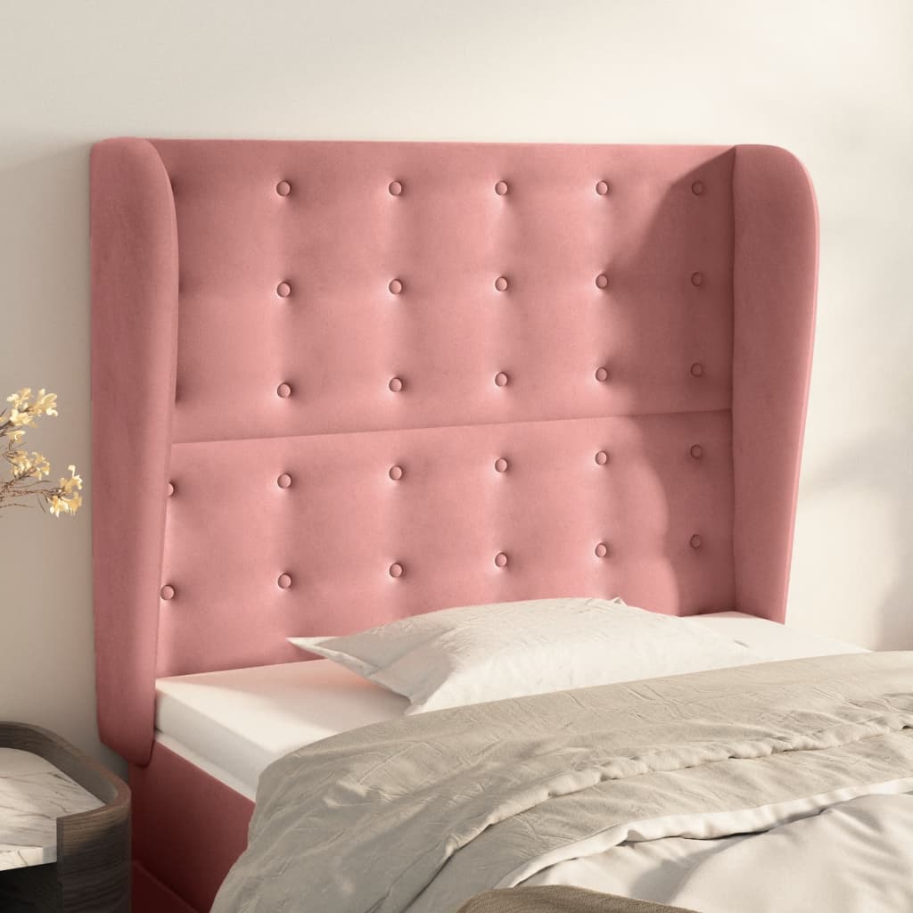 Tête de lit avec oreilles Rose 83x23x118/128 cm Velours