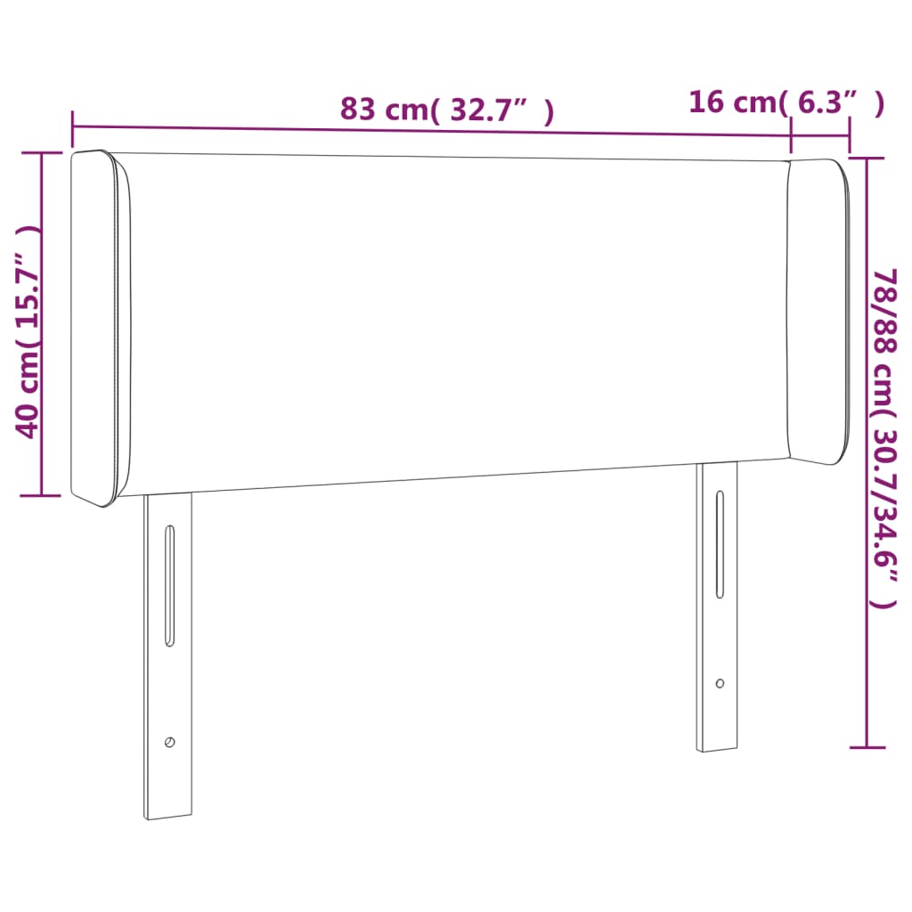 Tête de lit avec oreilles Gris clair 83x16x78/88 cm Tissu