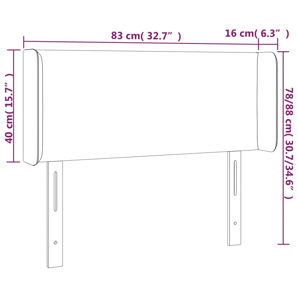 Tête de lit avec oreilles Gris foncé 83x16x78/88 cm Tissu