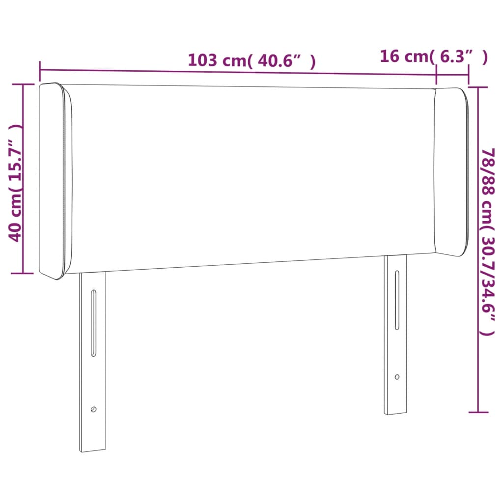 Tête de lit avec oreilles Crème 103x16x78/88 cm Tissu