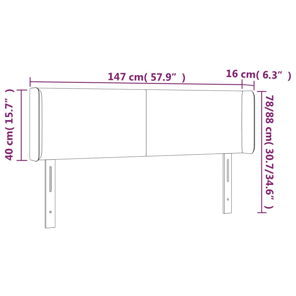 Tête de lit avec oreilles Gris clair 147x16x78/88 cm Tissu