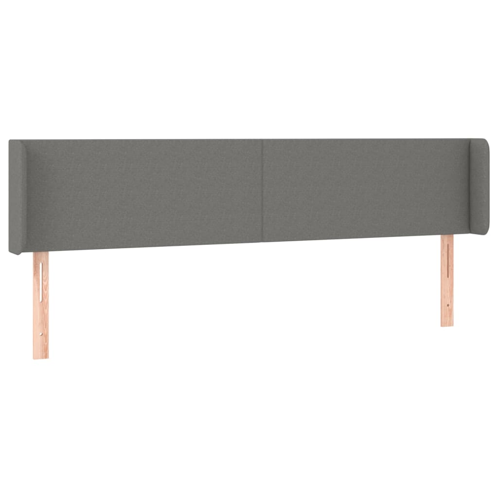 Tête de lit avec oreilles Gris foncé 163x16x78/88 cm Tissu