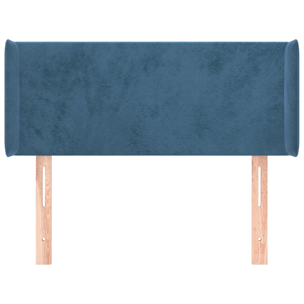 Tête de lit avec oreilles Bleu Foncé 83x16x78/88 cm Velours