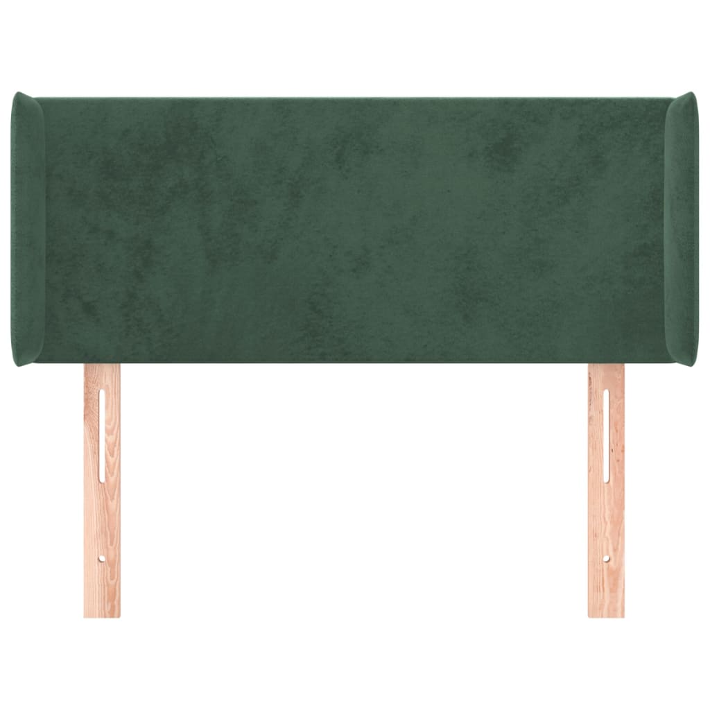 Tête de lit avec oreilles Vert foncé 93x16x78/88 cm Velours