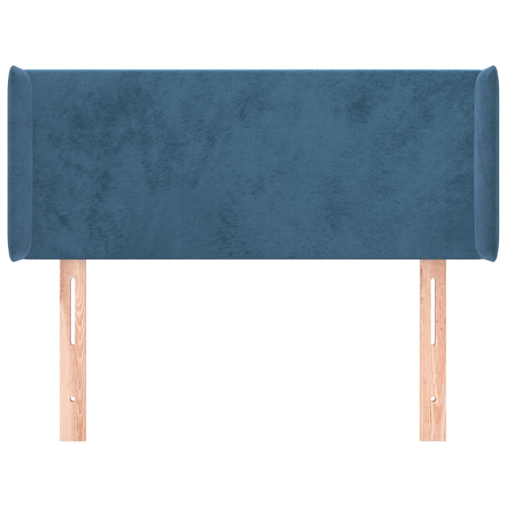 Tête de lit avec oreilles Bleu foncé 103x16x78/88 cm Velours